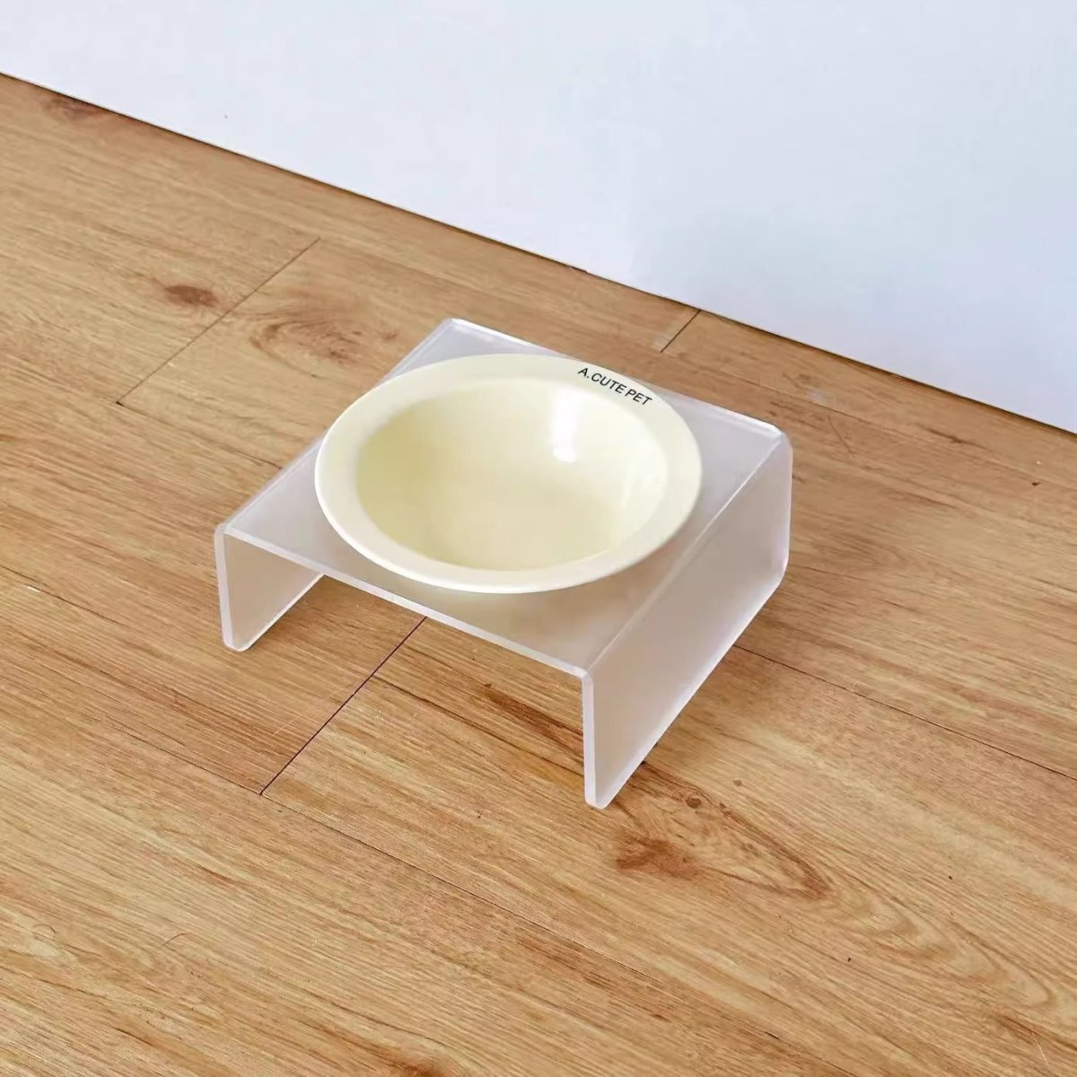 Ceramic Cat Bowl with Elevated Acrylic Stand - catati - nz - cat - products - online