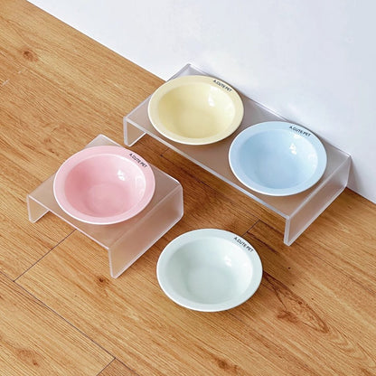 Ceramic Cat Bowl with Elevated Acrylic Stand - catati - nz - cat - products - online