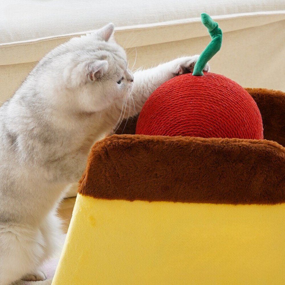 Cherry Pudding Cat Scratching Ball - catati - nz - cat - products - online