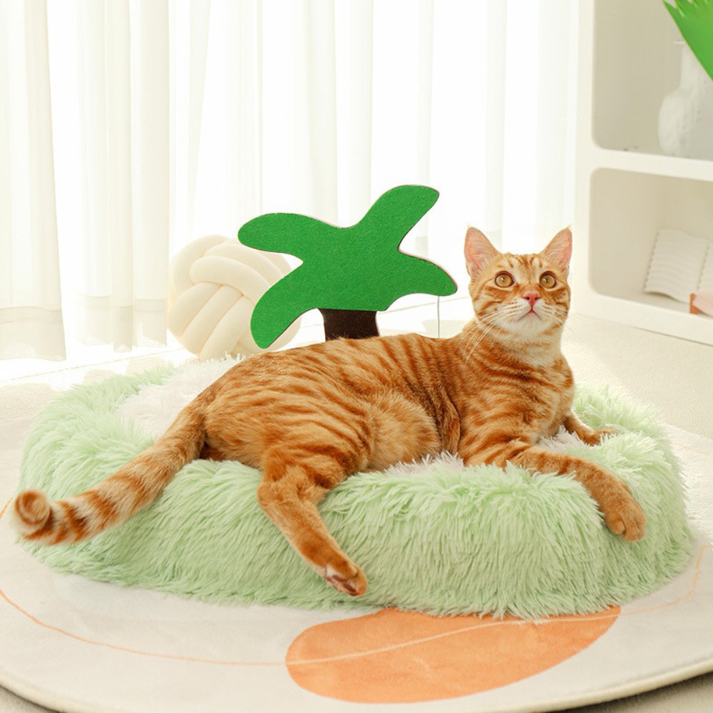 Coconut Tree Plush Cat Bed - catati - nz - cat - products - online