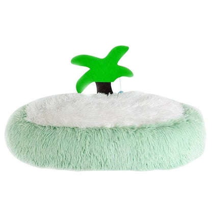 Coconut Tree Plush Cat Bed - catati - nz - cat - products - online