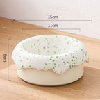 Donut Ceramic Cat Food & Water Bowl Set by CATATI SELECTED - Green (Dotted) - Feeder - Catati