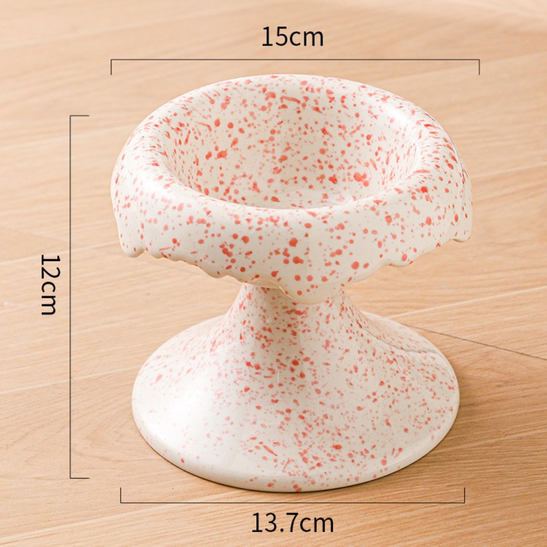 Elevated Donut Ceramic Cat Bowl by CATATI SELECTED - Red (Dotted) - Feeder - Catati