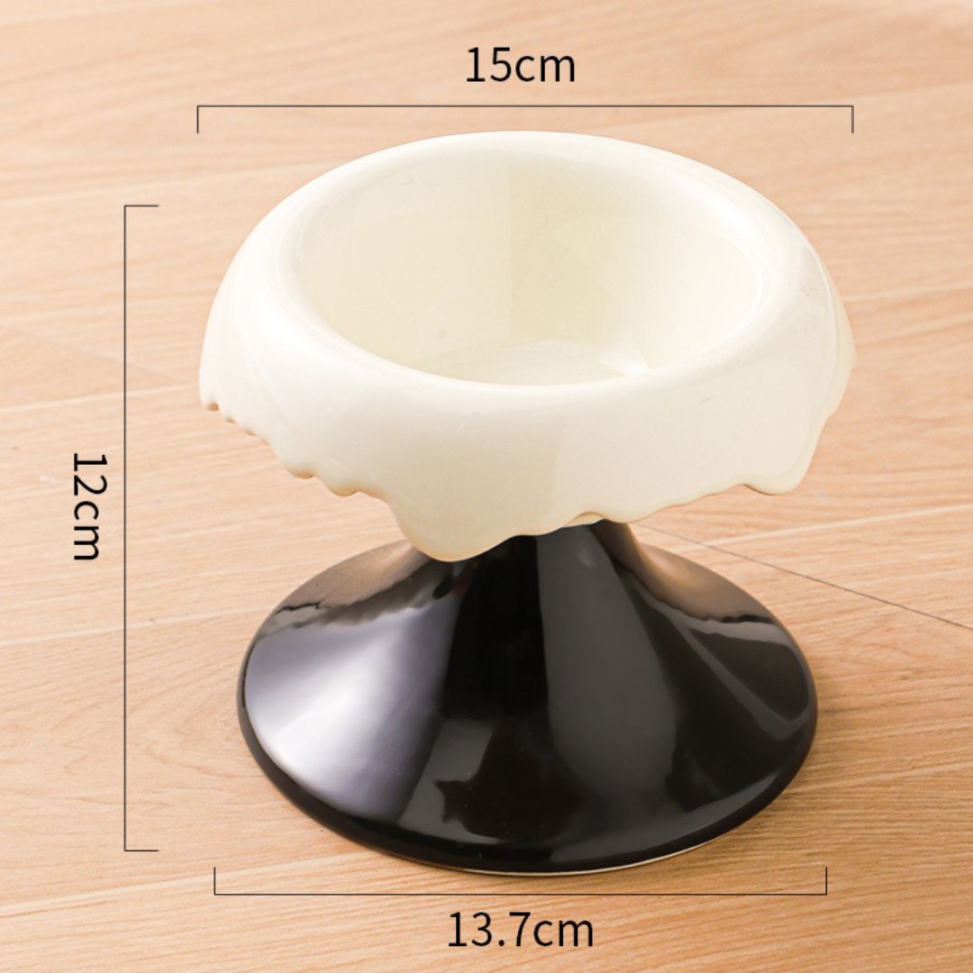 Elevated Donut Ceramic Cat Bowl by CATATI SELECTED - White - Feeder - Catati