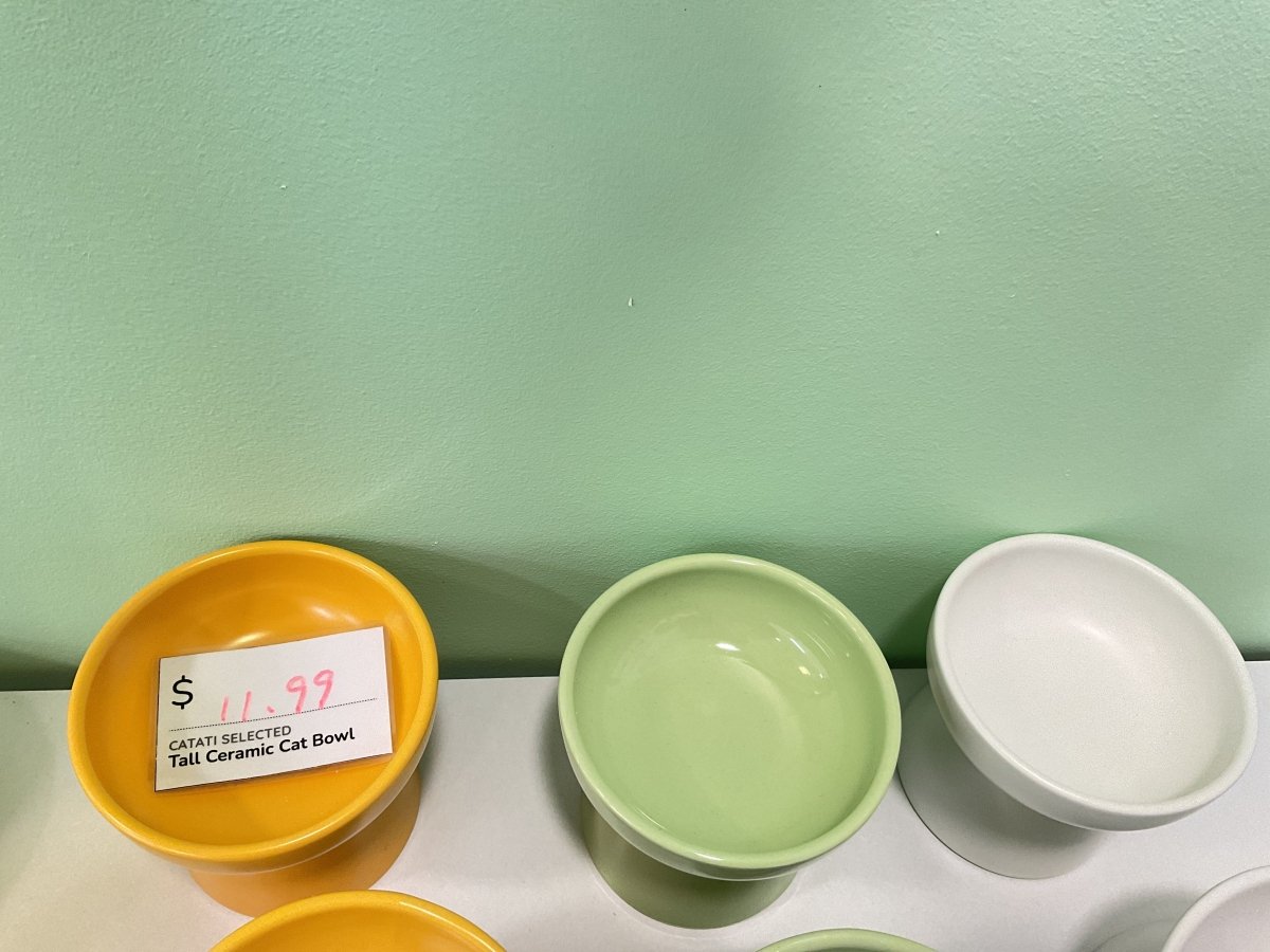 Elevated Tall Ceramic Cat Bowl by CATATI SELECTED - White - Feeder - Catati