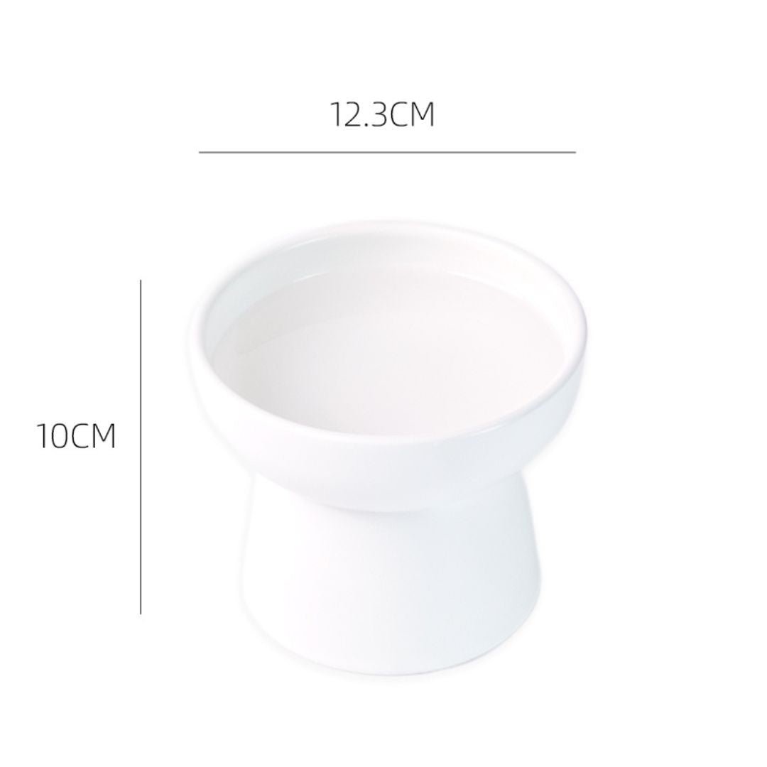Elevated Tall Ceramic Cat Bowl by CATATI SELECTED - White - Feeder - Catati