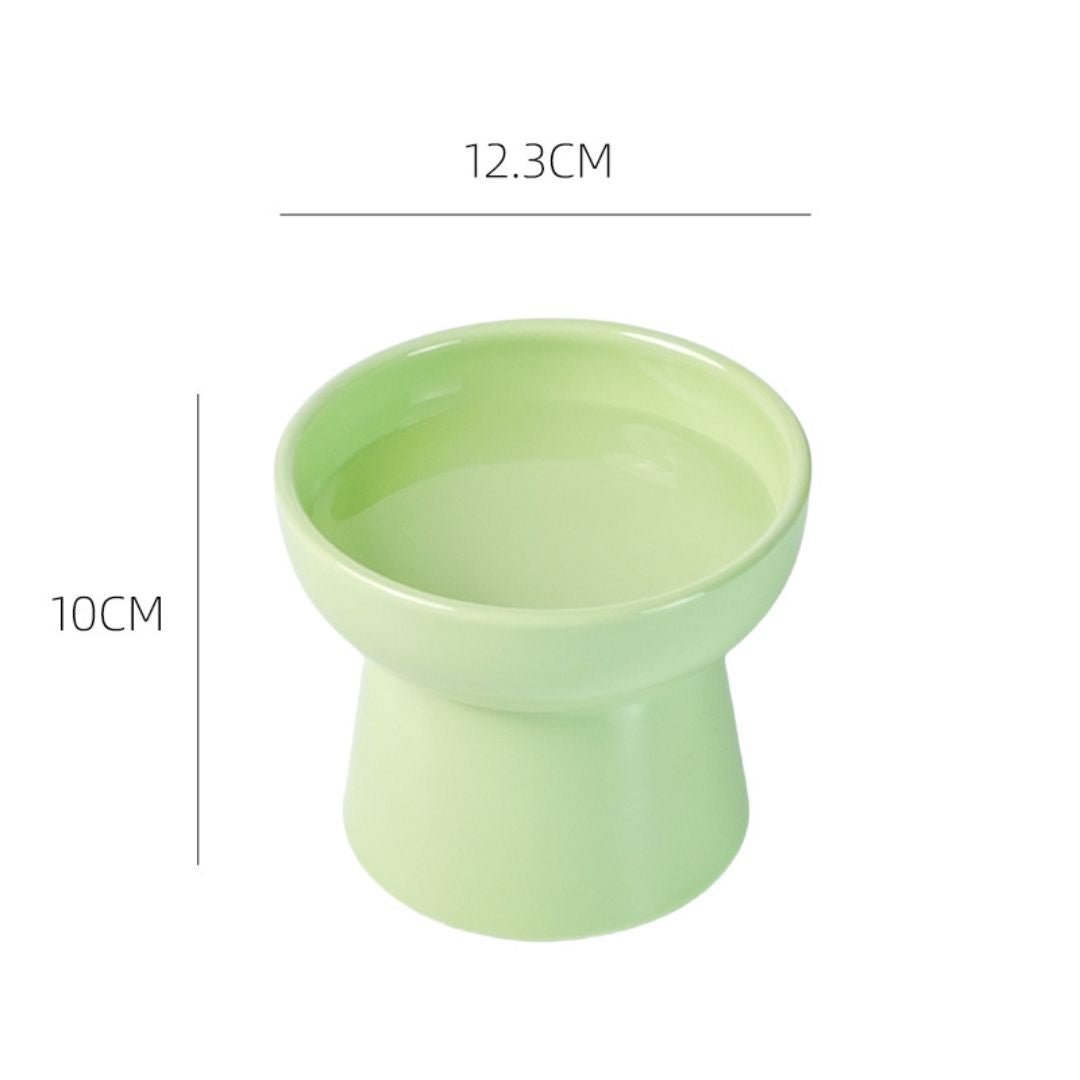 Elevated Tall Ceramic Cat Bowl by CATATI SELECTED - Green - Feeder - Catati