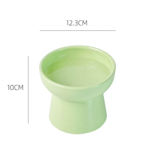 Elevated Tall Ceramic Cat Bowl by CATATI SELECTED - Green - Feeder - Catati
