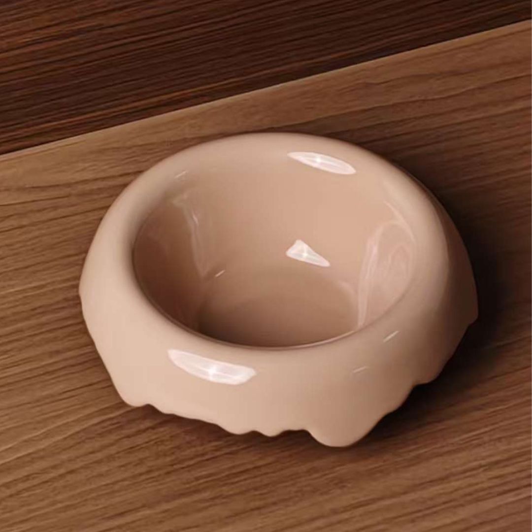 Flat Donut Ceramic Cat Bowl by CATATI SELECTED - Brown - Feeder - Catati