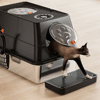 Fully Enclosed Stainless Steel Cat Litter Box by CATATI SELECTED - Silver - Litter - Catati