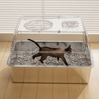 Fully Enclosed Stainless Steel Cat Litter Box by CATATI SELECTED - Silver - Litter - Catati