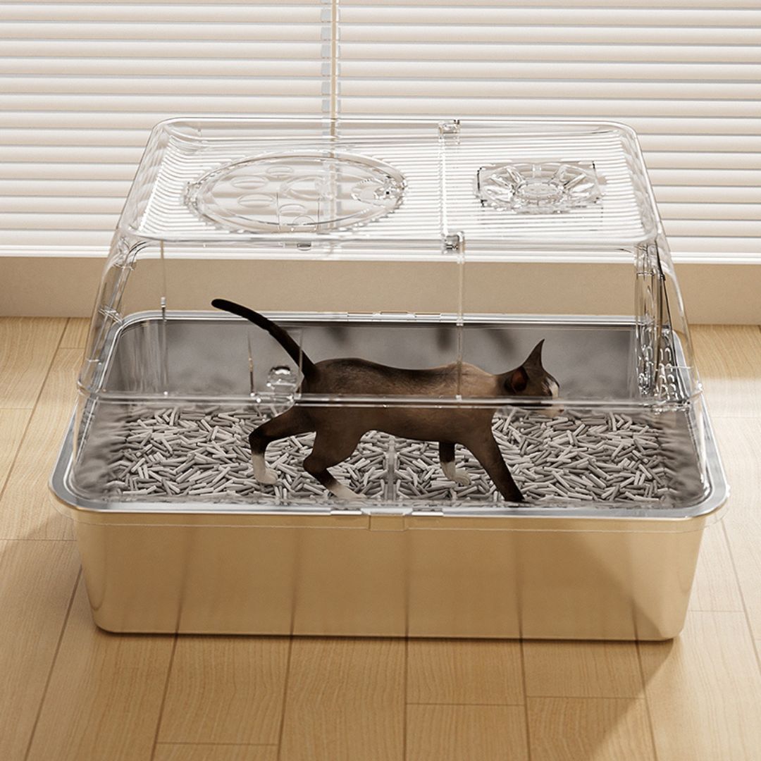 Fully Enclosed Stainless Steel Cat Litter Box by CATATI SELECTED - Silver - Litter - Catati