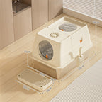 Fully Enclosed Stainless Steel Cat Litter Box by CATATI SELECTED - Beige - Litter - Catati