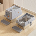 Fully Enclosed Stainless Steel Cat Litter Box by CATATI SELECTED - Silver - Litter - Catati