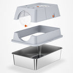 Fully Enclosed Stainless Steel Cat Litter Box by CATATI SELECTED - Silver - Litter - Catati