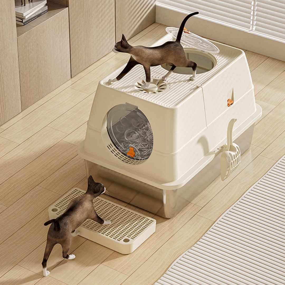 Fully Enclosed Stainless Steel Cat Litter Box by CATATI SELECTED - Silver - Litter - Catati