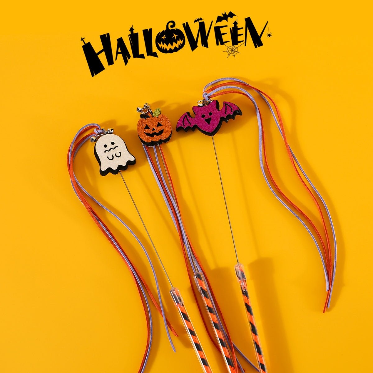 Halloween Cat Teaser Wand with Bells & Tassels - catati - nz - cat - products - online