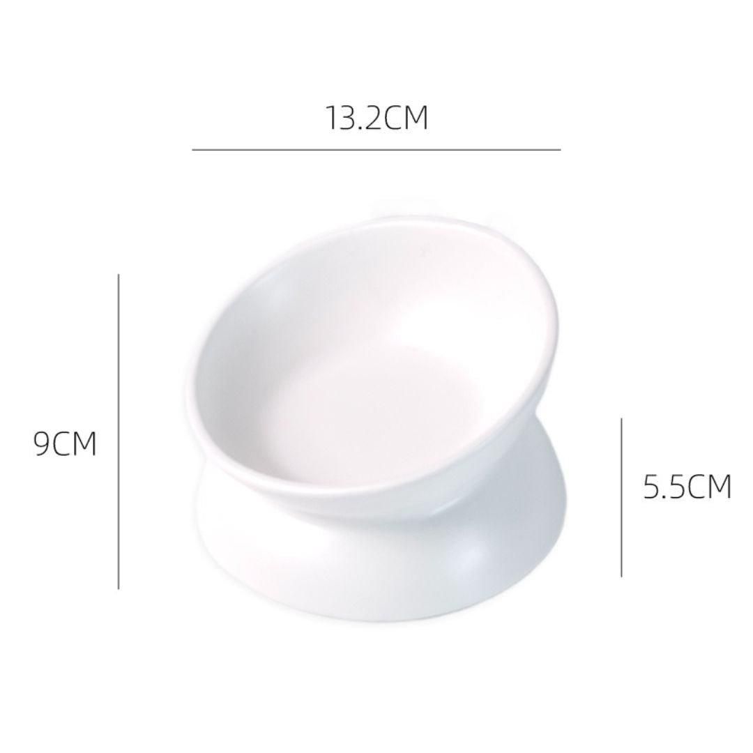 Low Tilted Ceramic Cat Bowl by CATATI SELECTED - White - Feeder - Catati