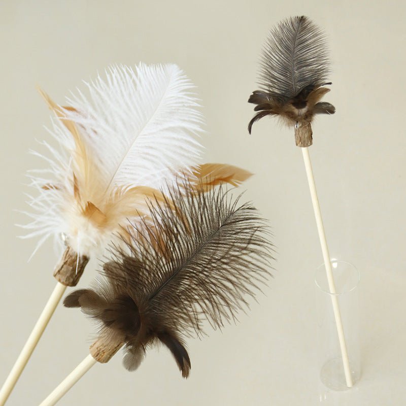 Matatabi Feather Cat Wand – NZ Natural Teaser by CATATI SELECTED - Black - Toys - Catati