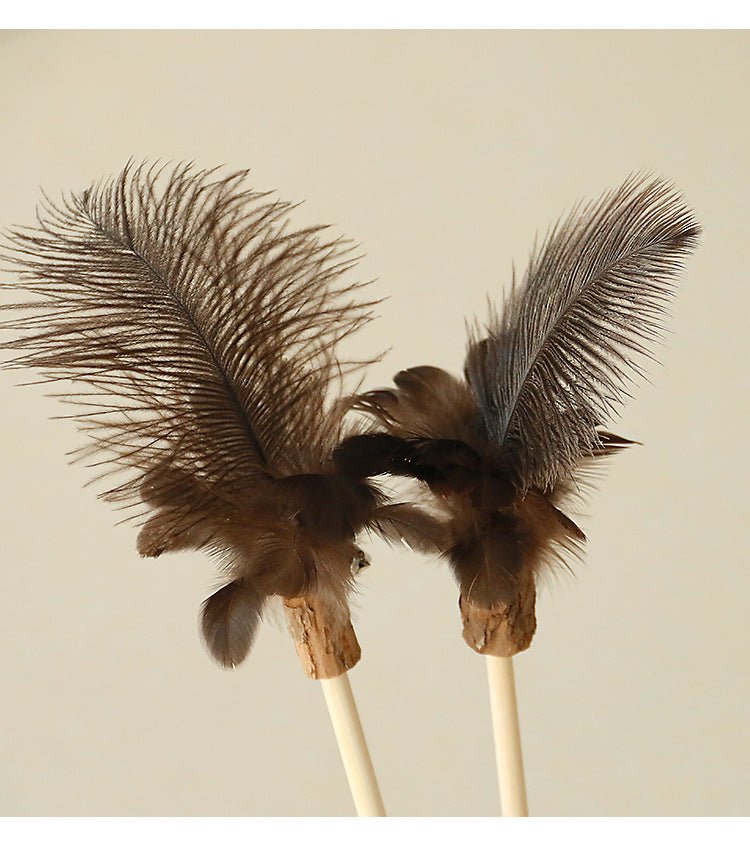 Matatabi Feather Cat Wand – NZ Natural Teaser by CATATI SELECTED - Black - Toys - Catati
