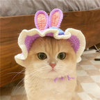 Hand-Knitted Crochet Cat Hat - Cute Artisan Pet Accessory