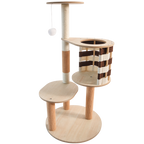 Wooden Design Modern Woven Cat Tree - Woven Cabin & Scratching Posts