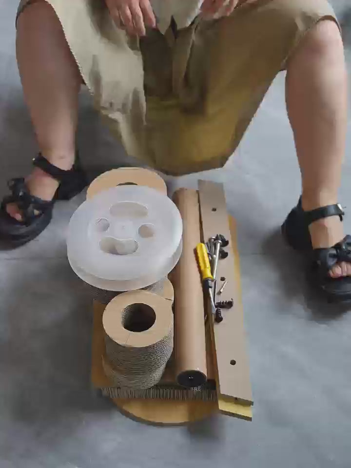 Vertical Cardboard Cat Scratcher Tower with Toy Track