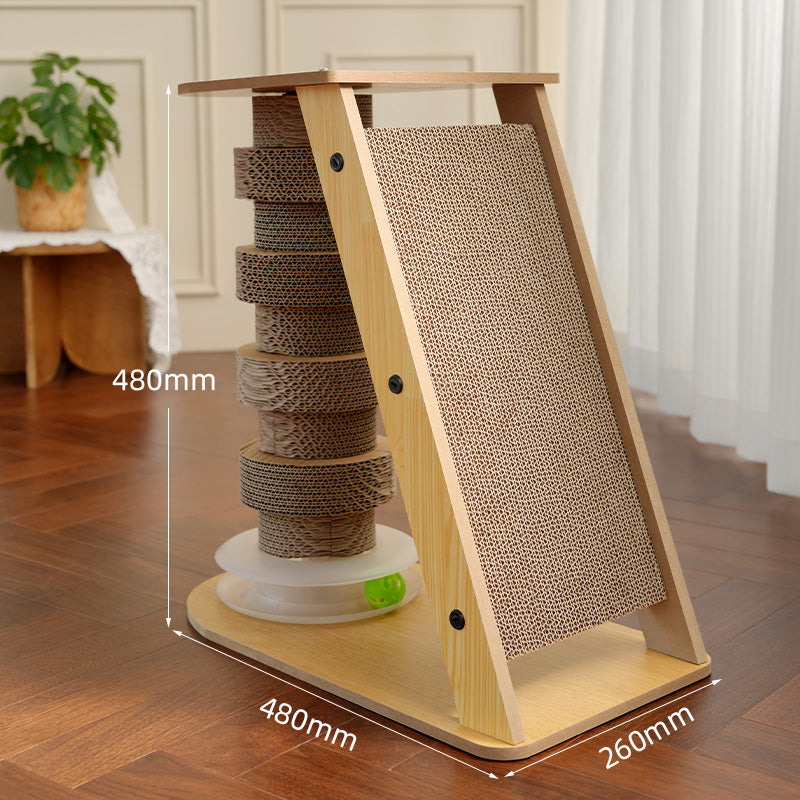 Vertical Cardboard Cat Scratcher Tower with Toy Track by CATATI SELECTED - Default Title - Furniture - Catati