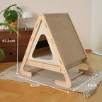 Wooden Triangle Cat House - Scratcher & Lounge