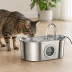 Stainless Steel Powered Cat Water Fountain – 3.2L with Filters