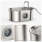 Stainless Steel Powered Cat Water Fountain – 3.2L with Filters