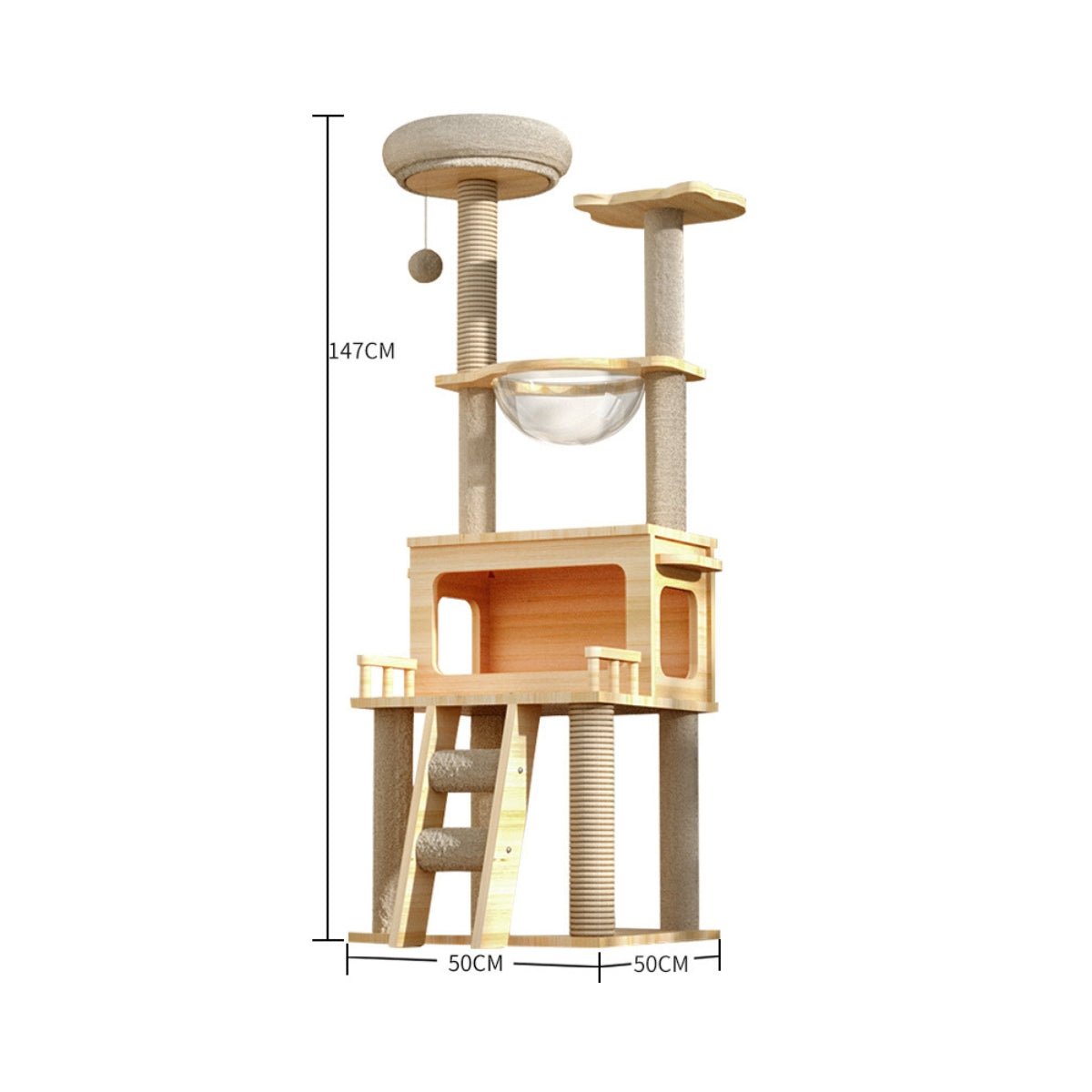 Wooden Cat Tree with Space Capsule & Scratching Post - catati - nz - cat - products - online