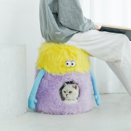 Yellow Monster Cat Cave & Shoe Bench - catati - nz - cat - products - online