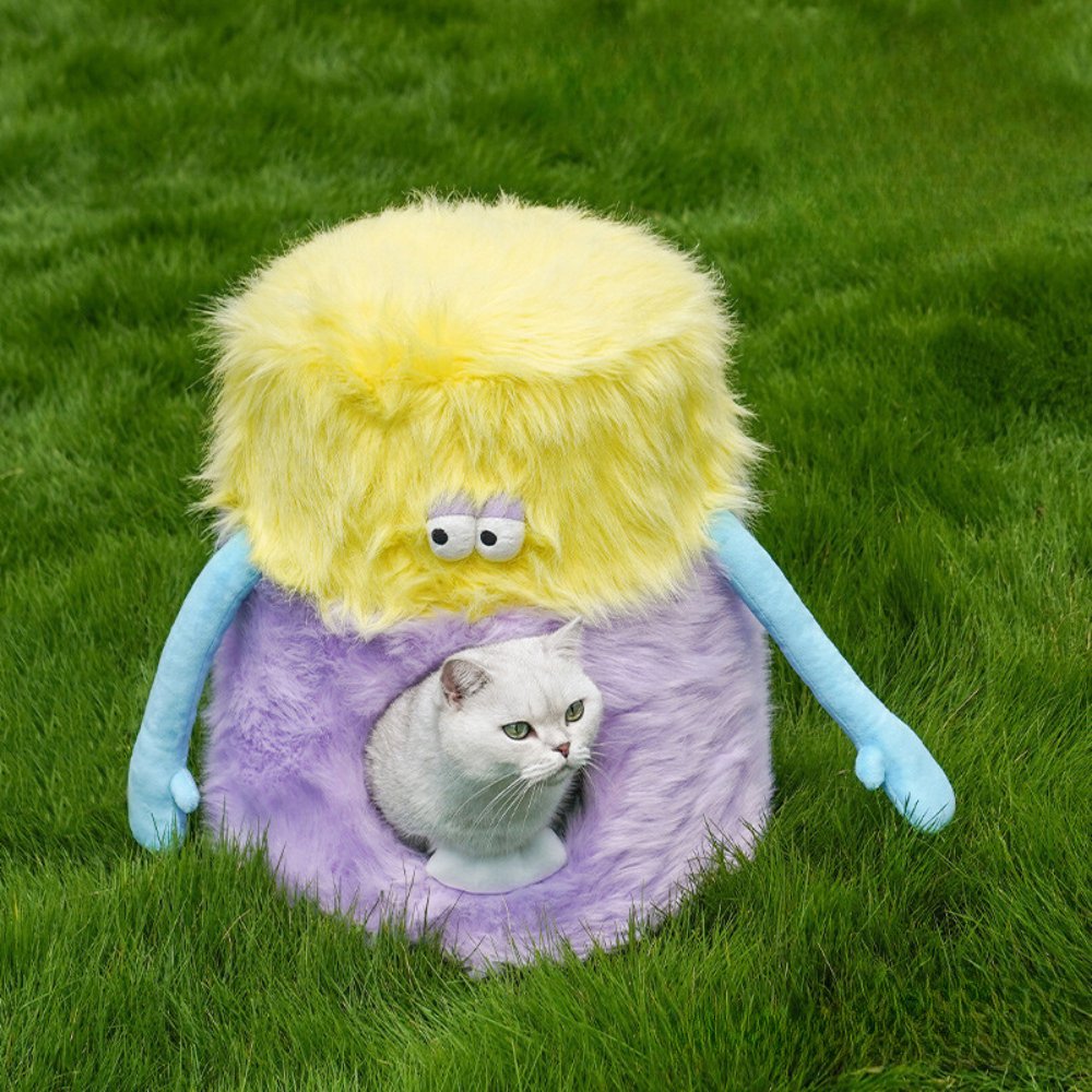 Yellow Monster Cat Cave & Shoe Bench - catati - nz - cat - products - online