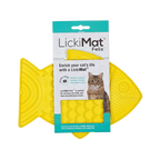 LickiMat Cat Felix fish-shaped feeding mat for cats, reducing stress and boredom during mealtime.